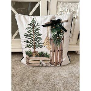 Shabby Chic  Pillow waterfowl Feather Filled Decorative Winter Pillow 19 X 19